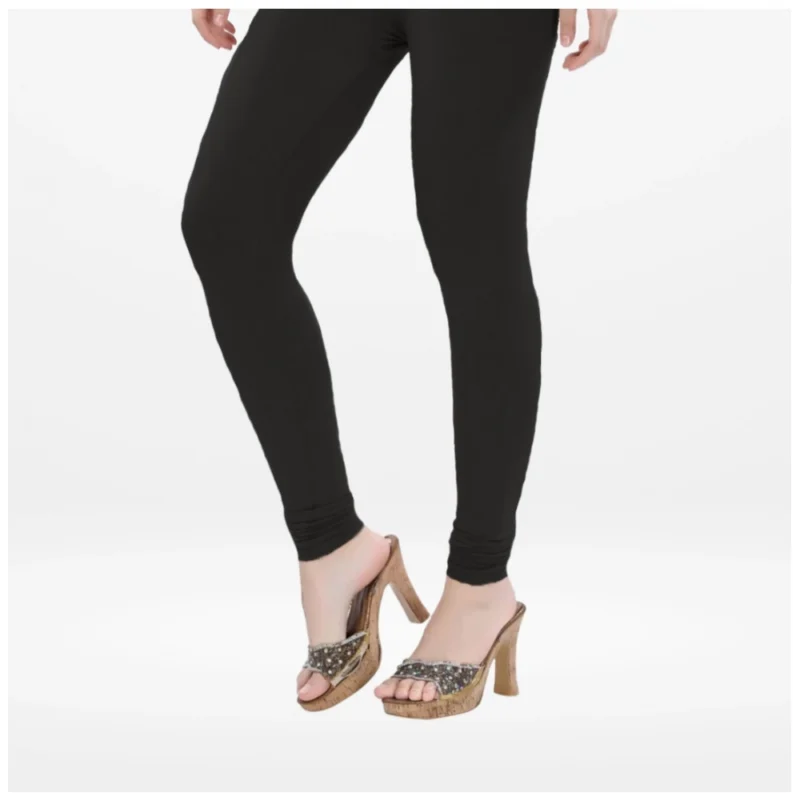 Generic Women's Cotton Blended Solid Churidar leggings (Black) - Image 3