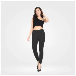 Generic Women's Cotton Blended Solid Ankle legging (Black)