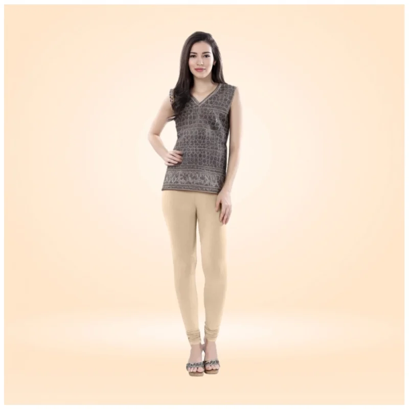 Generic Women's Cotton Blended Solid Churidar leggings (Skin)
