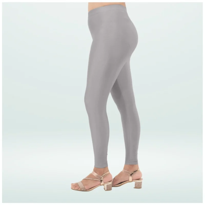 Generic Women's Cotton Blended Solid Shimmer Ankle leggings (Silver Gray) - Image 3
