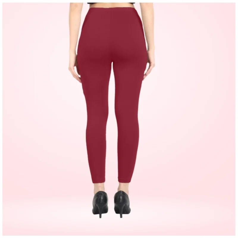 Generic Women's Cotton Blended Solid Ankle legging (Red Maroon) - Image 2