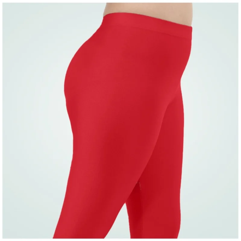 Generic Women's Cotton Blended Solid Shimmer Ankle leggings (Red) - Image 2