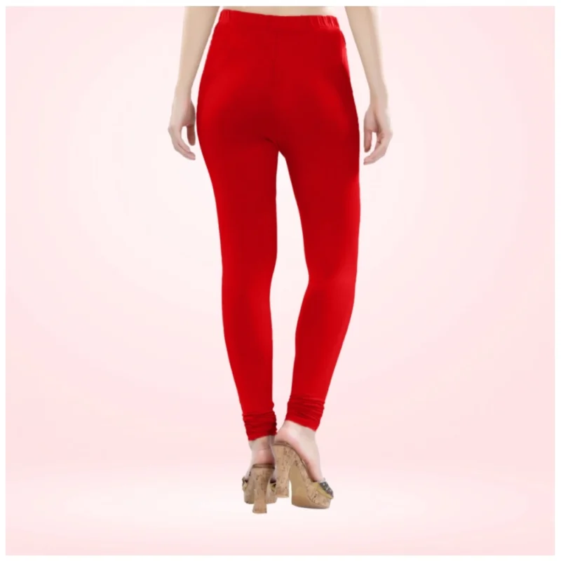 Generic Women's Cotton Blended Solid Churidar leggings (Red) - Image 4