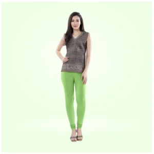 Generic Women's Cotton Blended Solid Churidar leggings (Pista Green)
