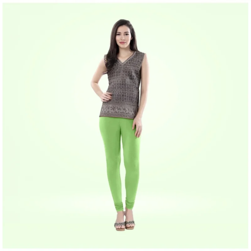 Generic Women's Cotton Blended Solid Churidar leggings (Pista Green)