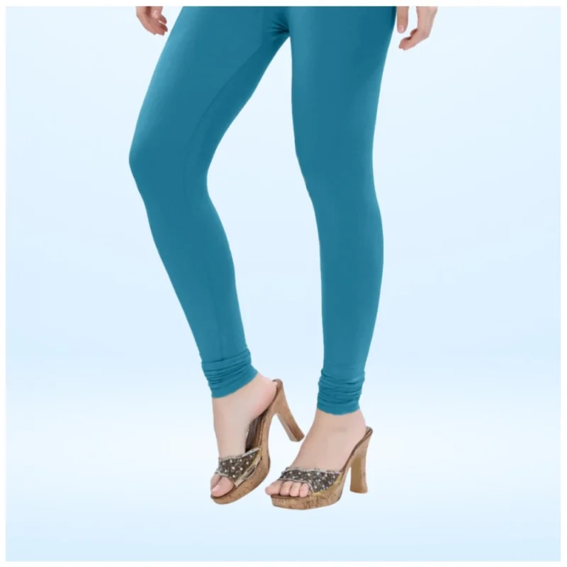 Generic Women's Cotton Blended Solid Churidar leggings (Blue) - Image 4