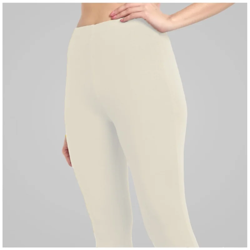 Generic Women's Cotton Blended Solid Ankle legging (Off White) - Image 5