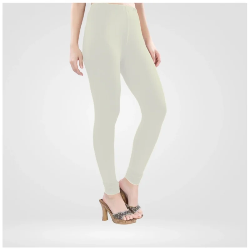 Generic Women's Cotton Blended Solid Churidar leggings (White) - Image 2