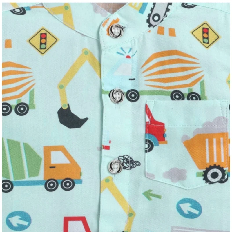 Generic Boy's Cotton Blend Printed Short Sleeve Shirt and Shorts Set (MultiColor) - Image 3