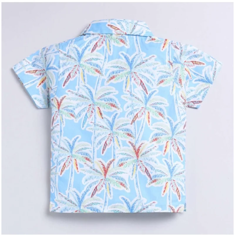 Generic Boy's Lycra Blend Printed Short Sleeve Shirt and Shorts Set (MultiColor) - Image 4