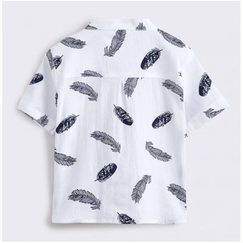 Generic Boy's Cotton Blend Printed Short Sleeve Shirt and Shorts Set (White) - Image 3