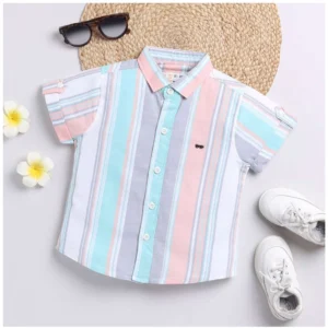 Generic Boy's Cotton Blend Printed Short Sleeve Shirt (MultiColor)