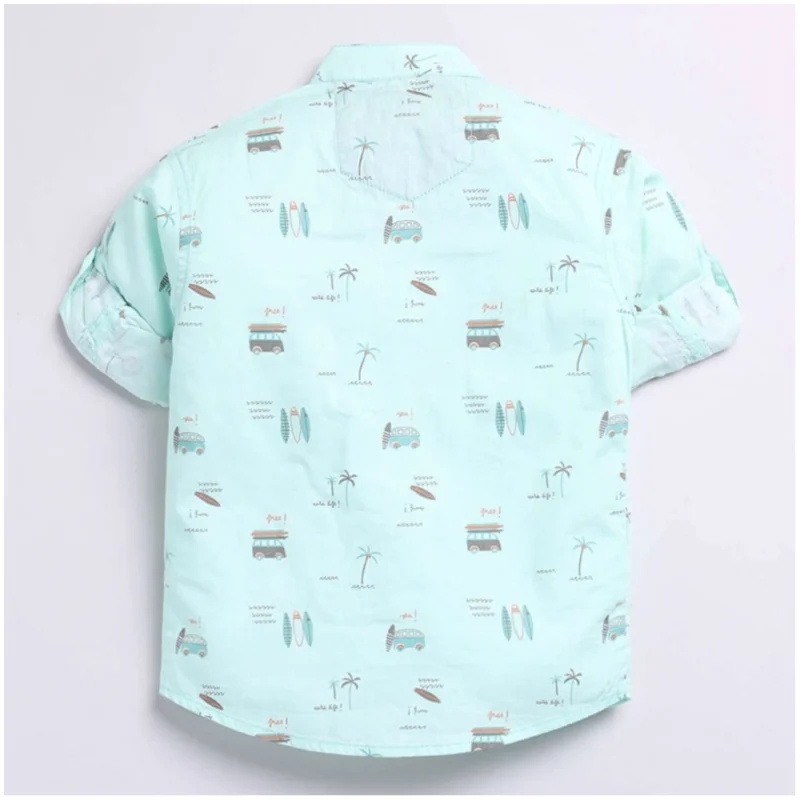 Generic Boy's Cotton Blend Printed Short Sleeve Shirt (MultiColor) - Image 4