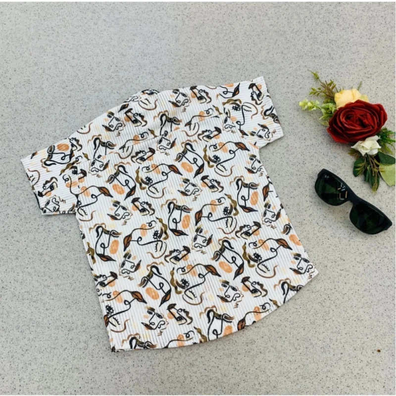 Generic Boy's Cotton Blend Printed Short Sleeve Shirt (MultiColor) - Image 4