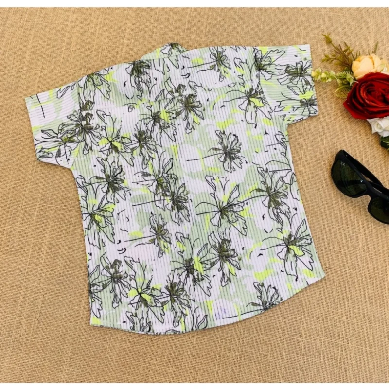 Generic Boy's Cotton Blend Printed Short Sleeve Shirt and Shorts Set (MultiColor) - Image 4