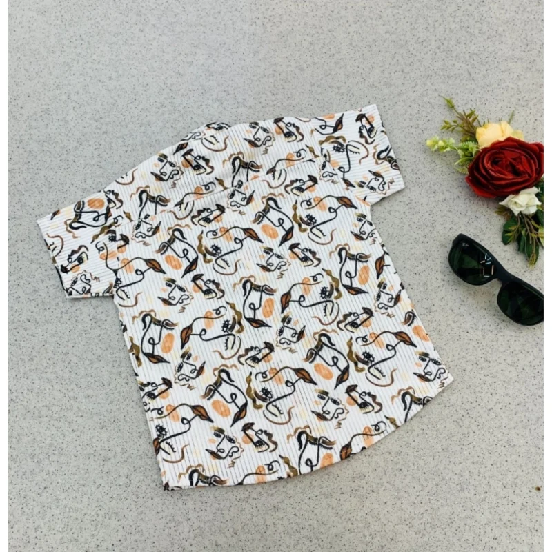 Generic Boy's Cotton Blend Printed Short Sleeve Shirt and Shorts Set (MultiColor) - Image 4