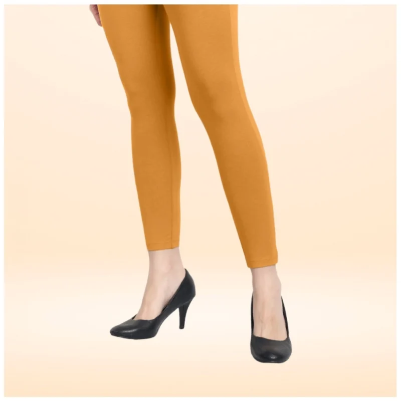 Generic Women's Cotton Blended Solid Ankle legging (Mustard Yellow) - Image 3