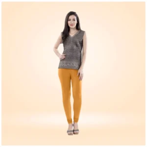 Generic Women's Cotton Blended Solid Churidar leggings (Mustard Yellow)
