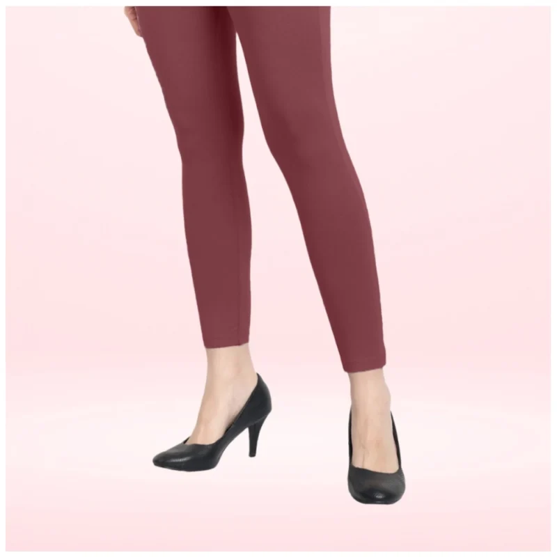 Generic Women's Cotton Blended Solid Ankle legging (Maroon) - Image 3
