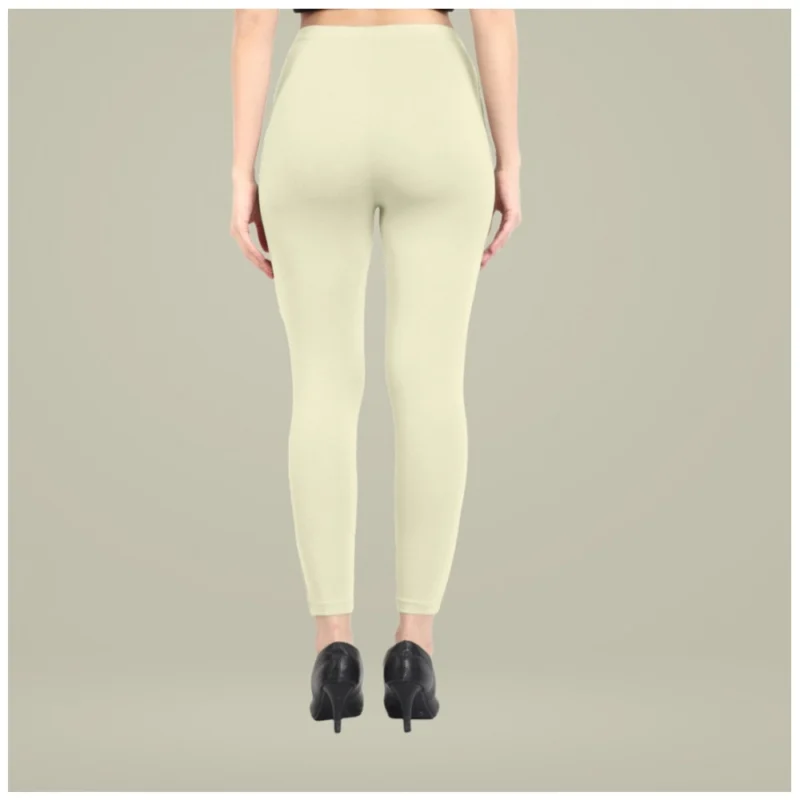 Generic Women's Cotton Blended Solid Ankle legging (Cream) - Image 3