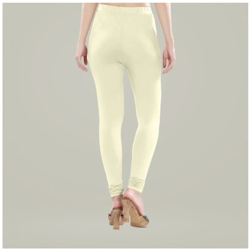 Generic Women's Cotton Blended Solid Churidar leggings (Cream) - Image 4