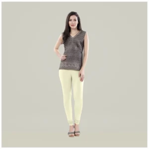 Generic Women's Cotton Blended Solid Churidar leggings (Cream)