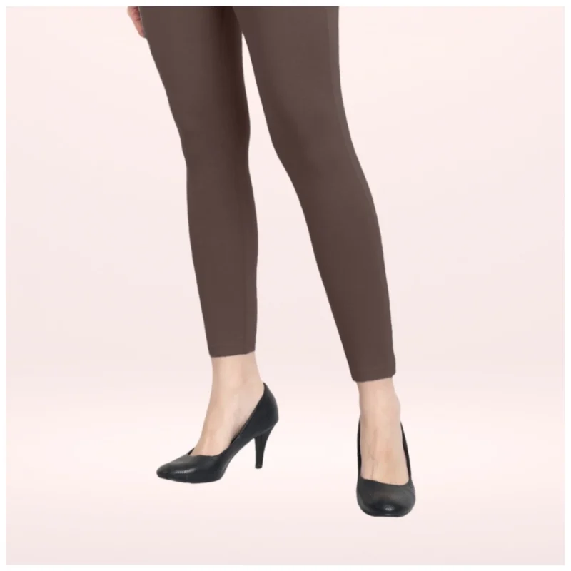 Generic Women's Cotton Blended Solid Ankle legging (Brown) - Image 3