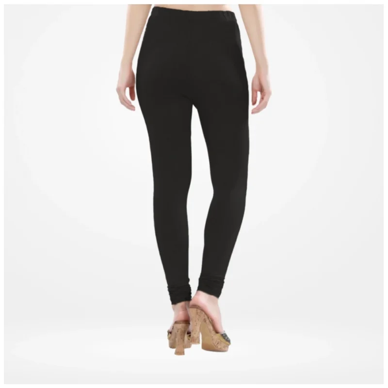 Generic Women's Cotton Blended Solid Churidar leggings (Black) - Image 4
