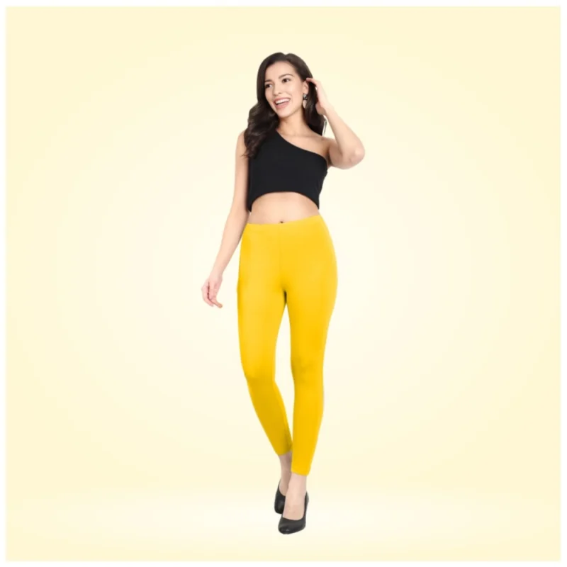 Generic Women's Cotton Blended Solid Ankle legging (Yellow)