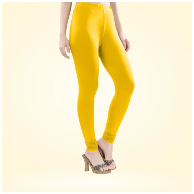 Generic Women's Cotton Blended Solid Churidar leggings (Yellow) - Image 2