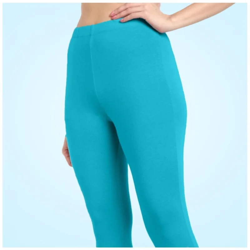 Generic Women's Cotton Blended Solid Ankle legging (Turquoise Blue) - Image 5