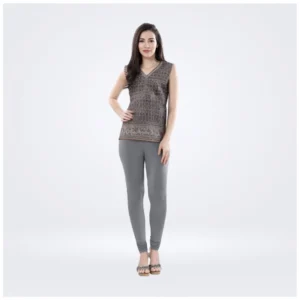 Generic Women's Cotton Blended Solid Churidar leggings (Silver Gray)