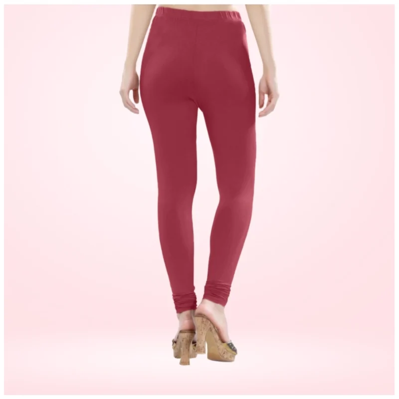 Generic Women's Cotton Blended Solid Churidar leggings (Red Maroon) - Image 3