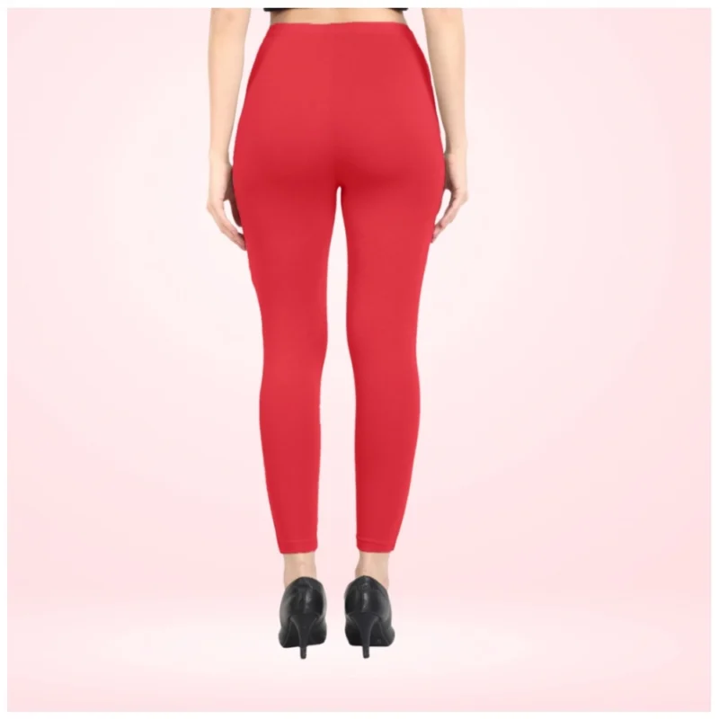 Generic Women's Cotton Blended Solid Ankle legging (Red) - Image 5