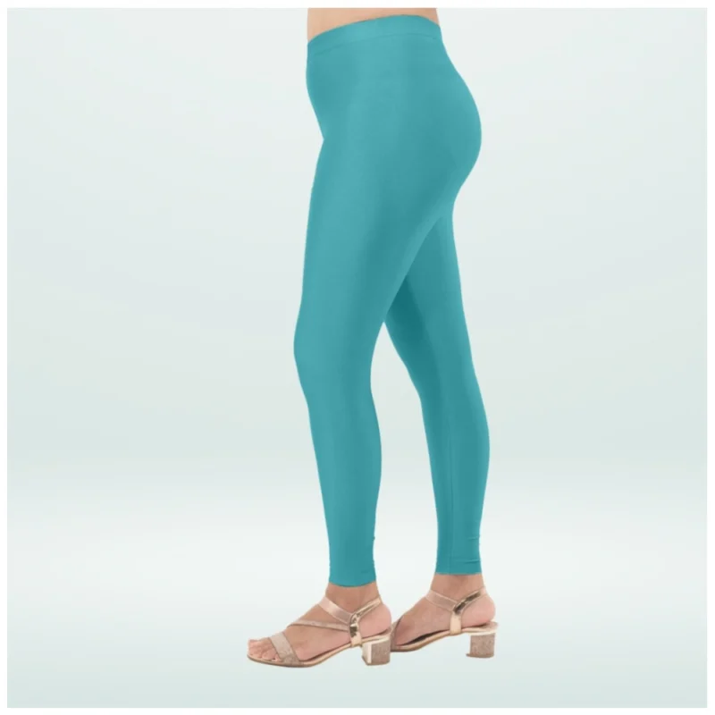 Generic Women's Cotton Blended Solid Shimmer Ankle leggings (Blue) - Image 3