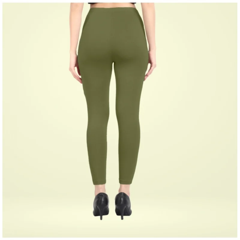 Generic Women's Cotton Blended Solid Ankle legging (Olive Green) - Image 4