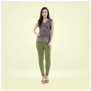 Generic Women's Cotton Blended Solid Churidar leggings (Olive Green)