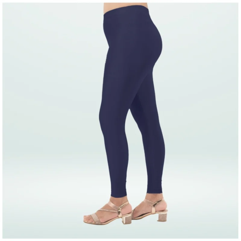 Generic Women's Cotton Blended Solid Shimmer Ankle leggings (Navy Blue) - Image 3