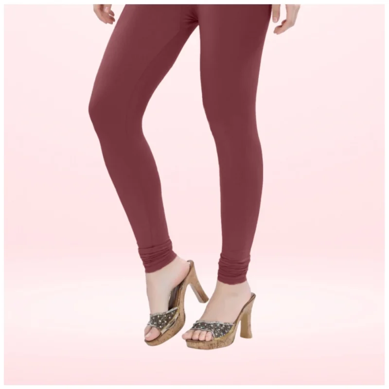Generic Women's Cotton Blended Solid Churidar leggings (Maroon) - Image 3