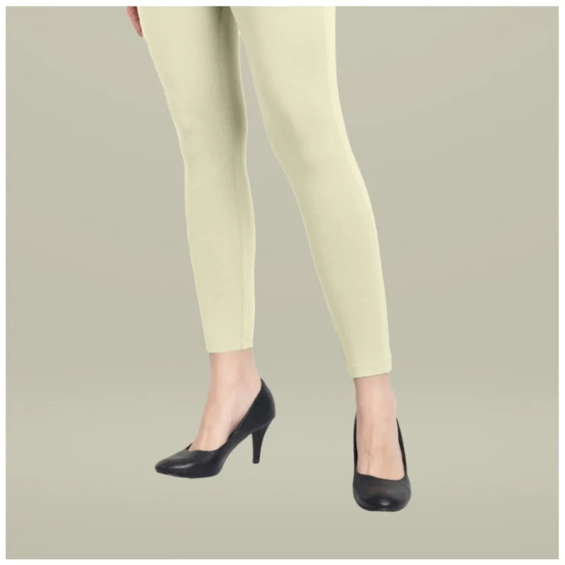 Generic Women's Cotton Blended Solid Ankle legging (Cream) - Image 4