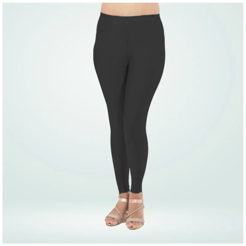 Generic Women's Cotton Blended Solid Shimmer Ankle leggings (Black) - Image 4