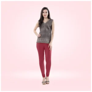 Generic Women's Cotton Blended Solid Churidar leggings (Red Maroon)