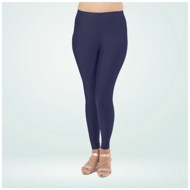 Generic Women's Cotton Blended Solid Shimmer Ankle leggings (Navy Blue) - Image 4