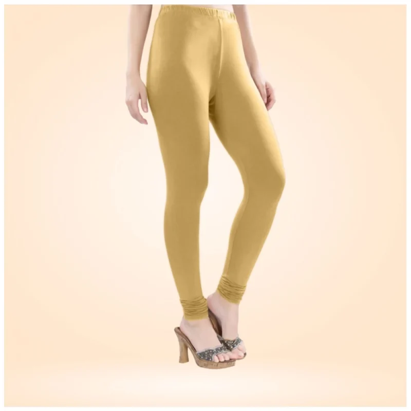 Generic Women's Cotton Blended Solid Churidar leggings (Beige) - Image 3