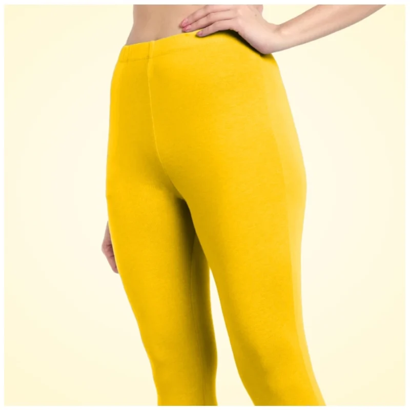 Generic Women's Cotton Blended Solid Ankle legging (Yellow) - Image 2
