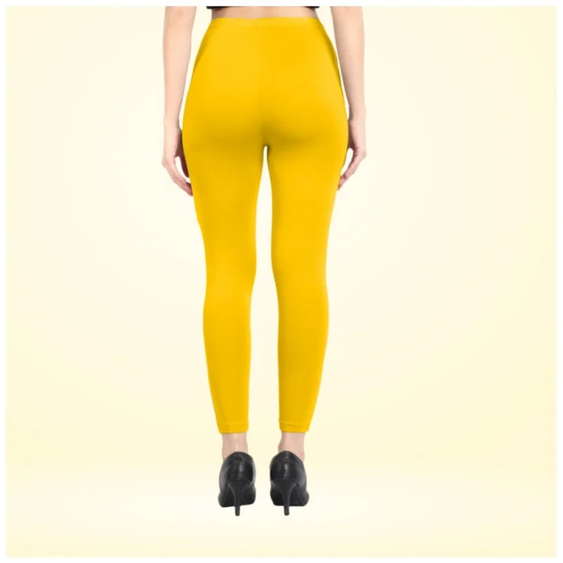 Generic Women's Cotton Blended Solid Ankle legging (Yellow) - Image 3
