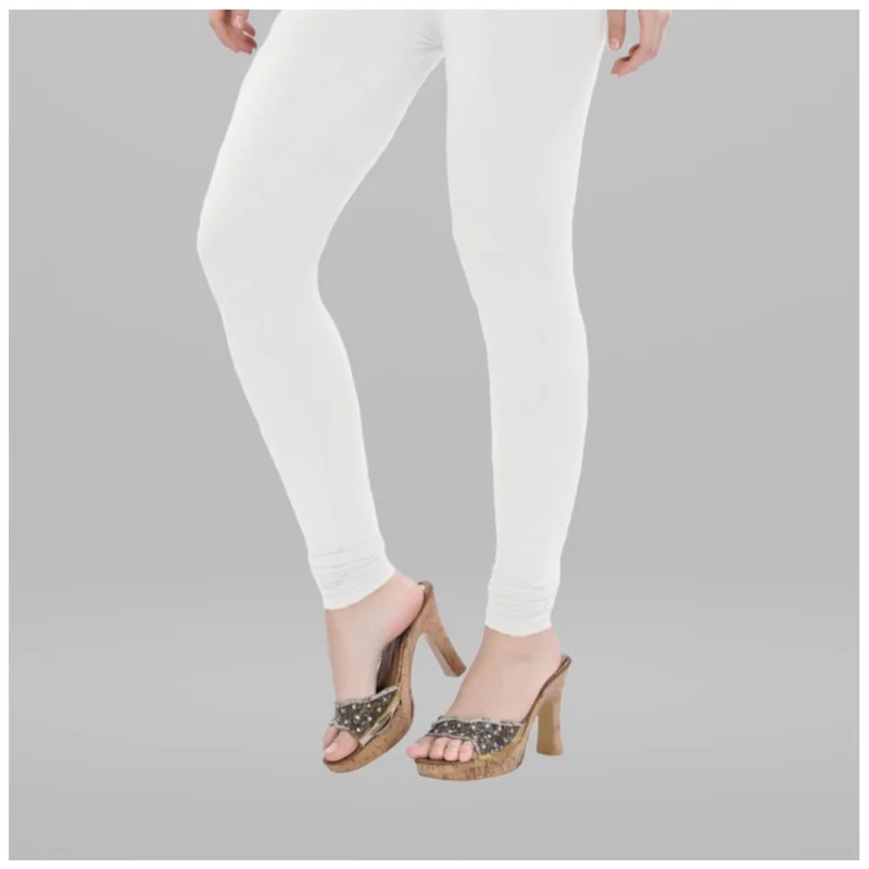 Generic Women's Cotton Blended Solid Churidar leggings (White) - Image 3