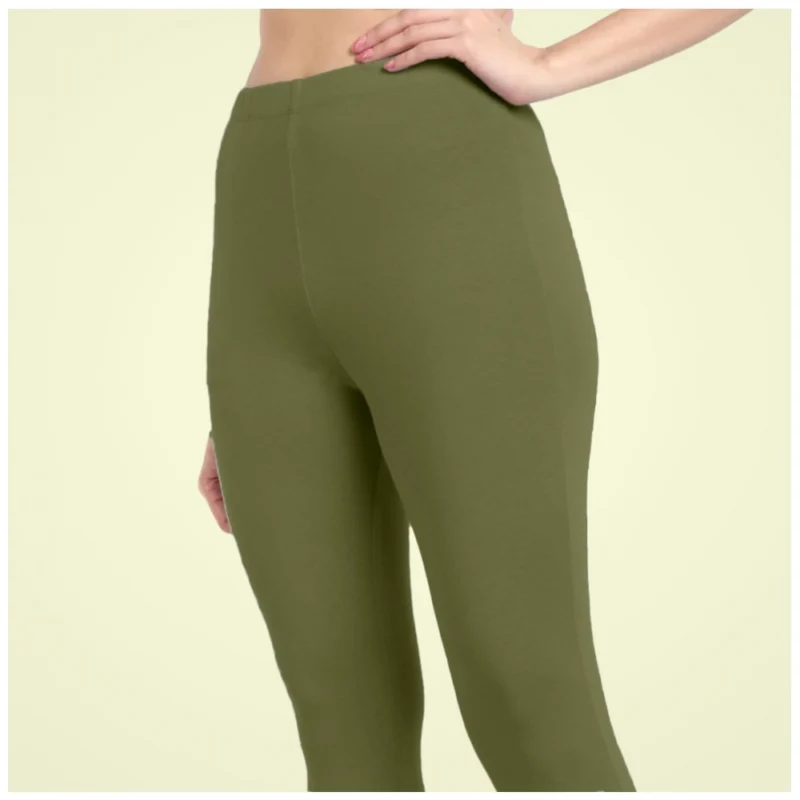 Generic Women's Cotton Blended Solid Ankle legging (Olive Green) - Image 5
