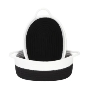 Generic Cotton Black White 2 Pcs Storage Basket For Clothes (Black)