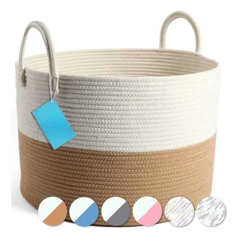 Generic Cotton Laundry Basket Pack of 1 Storage Basket For Clothes (Beige) - Image 2